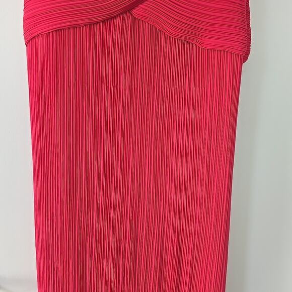 Tadashi Shoji Crinkle Maxi Dress 10 Lily Pink Chiffon Cap Sleeve Formal Wedding - Picture 3 of 12